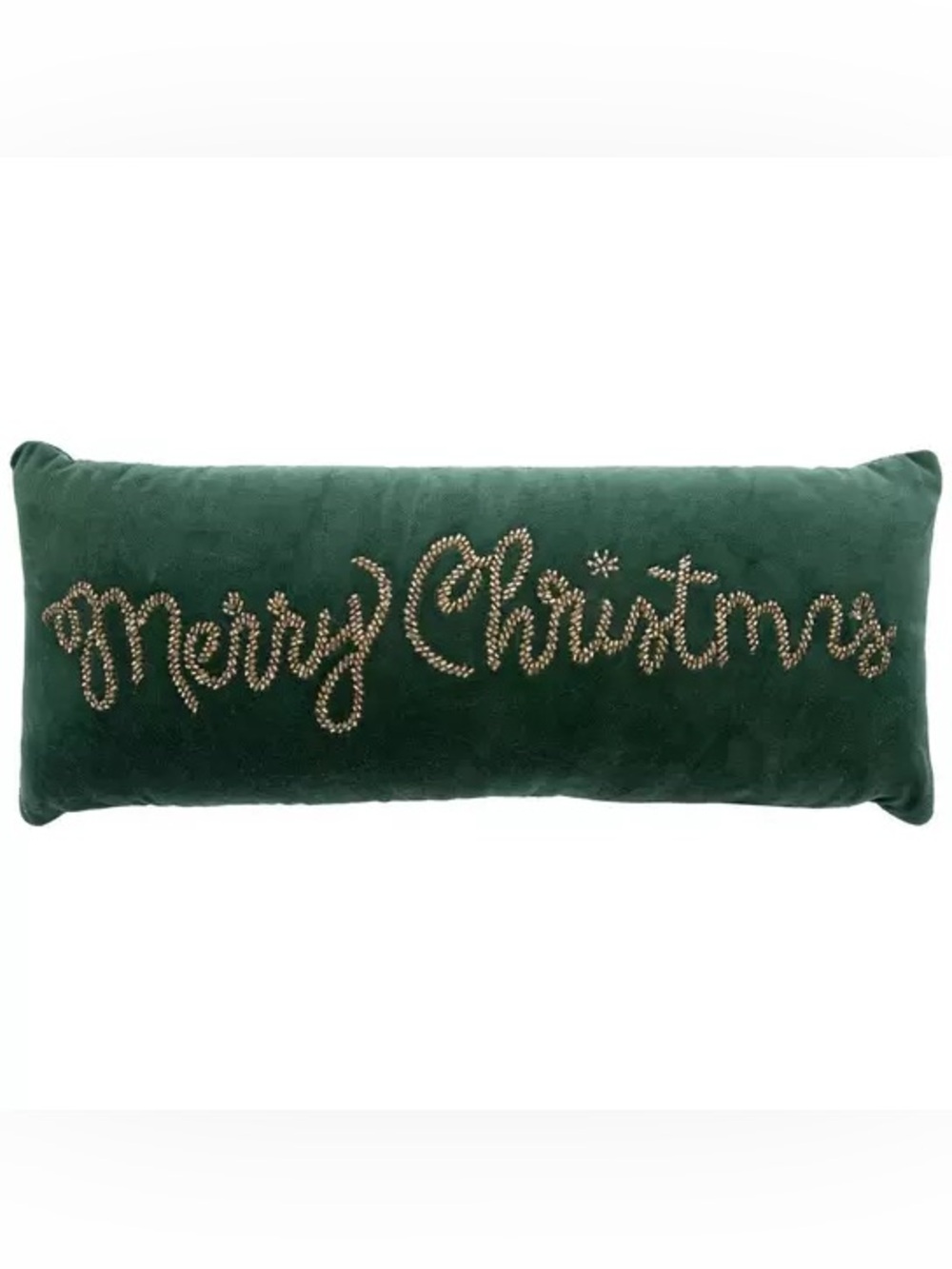 Green Merry Christmas Beaded Pillow